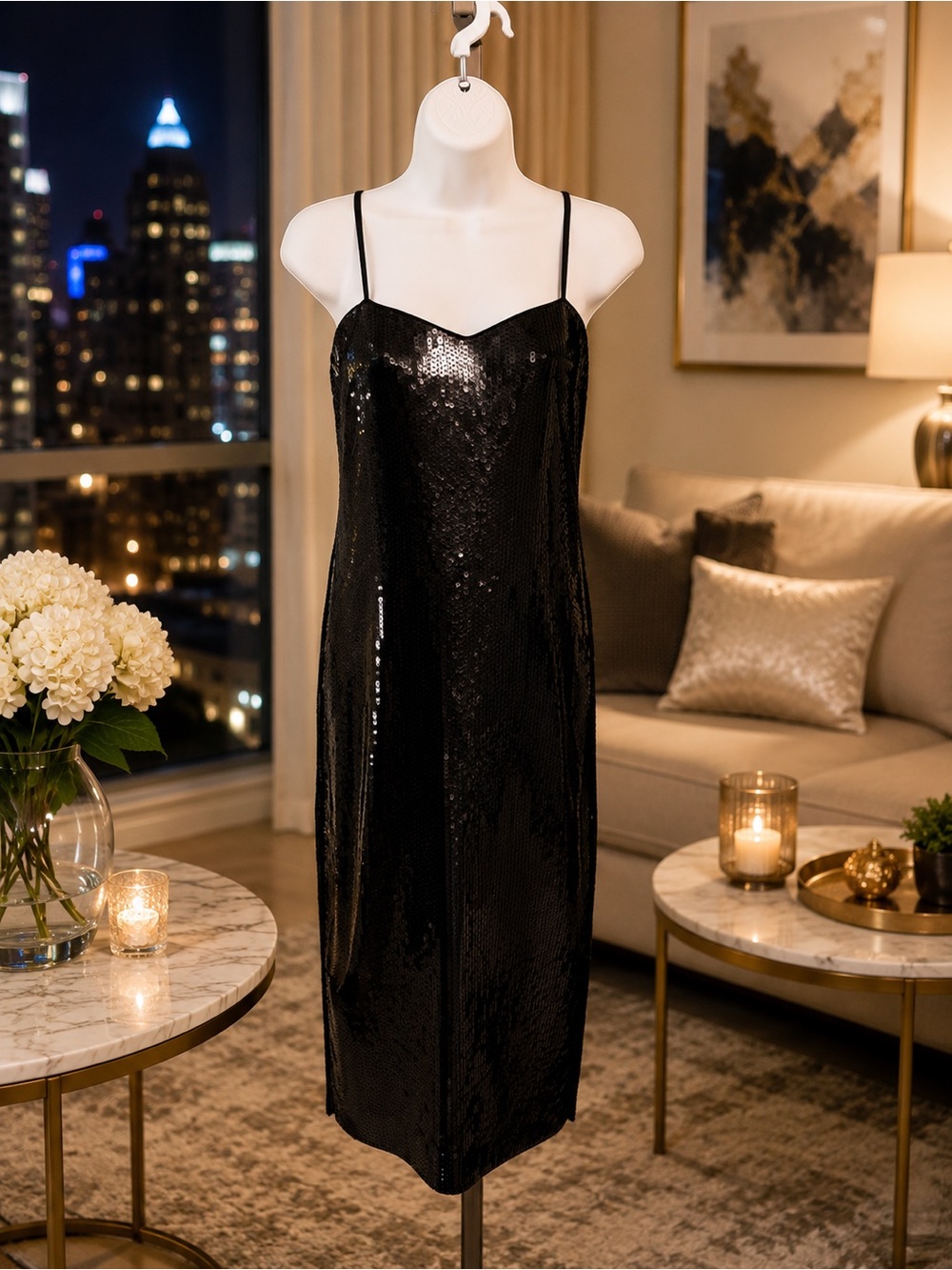Express Black Sequin MIDI Dress NWT Party Cocktail Dress Size XS